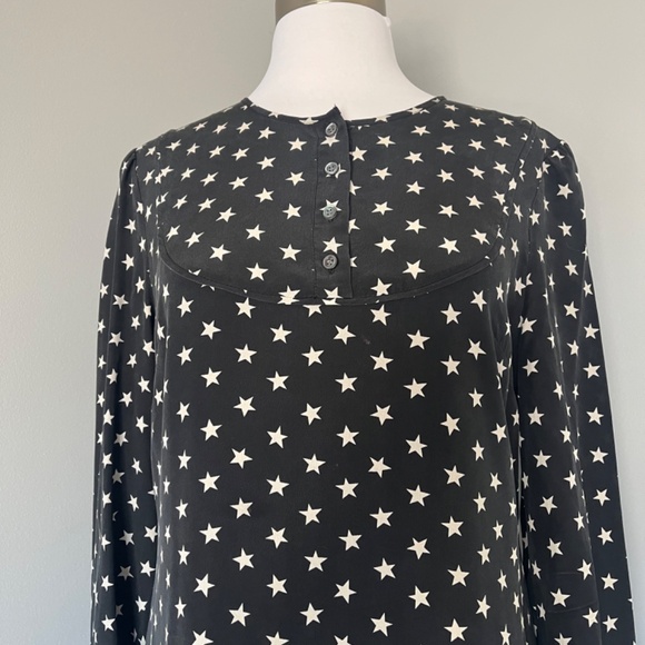 J.Crew Collection Star Print Casual Dress Silk Cocktail Long Sleeve H0085 SZ 8 M - Picture 11 of 15